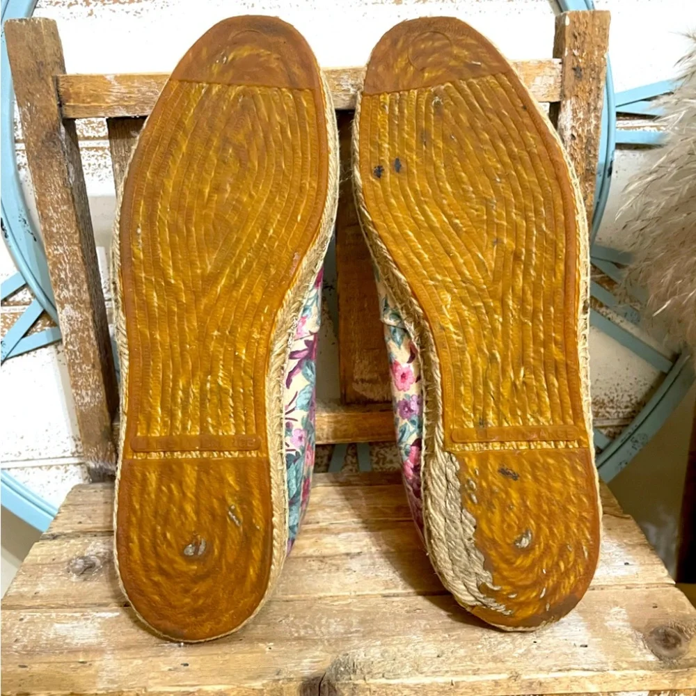 Biarritz Womens Espadrille Floral Shoes Fabric Slip On Rope Sole Spain Sz 8